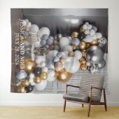 Gold Silver Balloon Jubileum op dag van opkomst Wandkleed (In Situ (horizontaal))