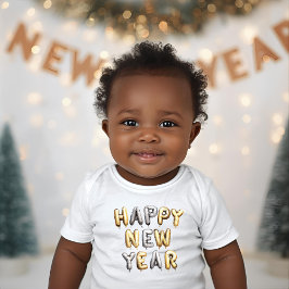 Gold Silver Balloon Letters Happy New Year Romper