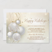 Gold Silver Baubles Stars Light Chic Holiday Party Kaart (Voorkant)