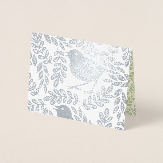 Gold Silver  BIRD- en LEAF-patroon Folie Kaarten (Voorkant)