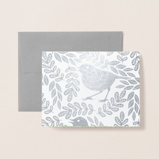 Gold Silver  BIRD- en LEAF-patroon Folie Kaarten (Voorkant met envelop)