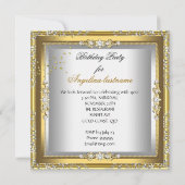 Gold Silver Birthday Party High Hiel Champagne Kaart (Achterkant)