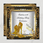 Gold Silver Black Birthday High Hiel Kaart (Voorkant / Achterkant)
