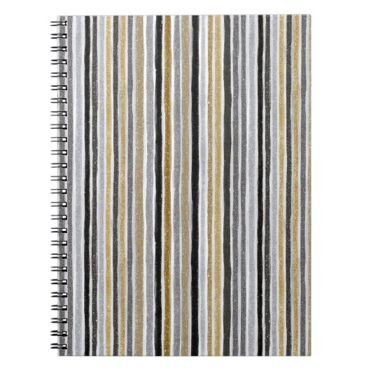 Gold Silver Black Blue Stripes Notitieboek (Voorkant)