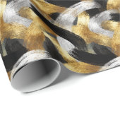 Gold Silver Black Christmas Celebration Cadeaupapier (Rol Hoek)