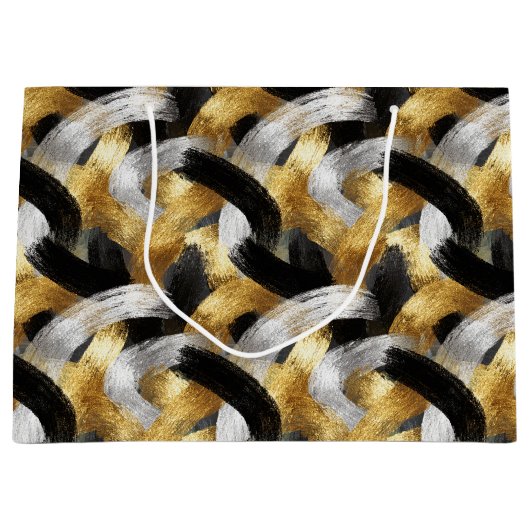 Gold Silver Black Christmas Celebration Groot Cadeauzakje (Voorkant)