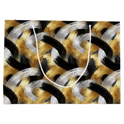 Gold Silver Black Christmas Celebration Groot Cadeauzakje (Achterkant)