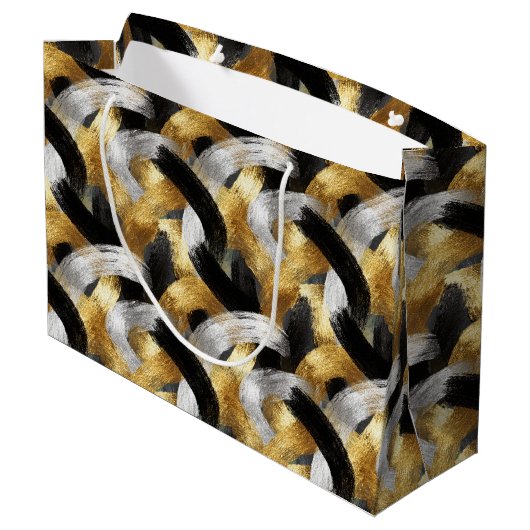 Gold Silver Black Christmas Celebration Groot Cadeauzakje (Achterkant Gekanteld)
