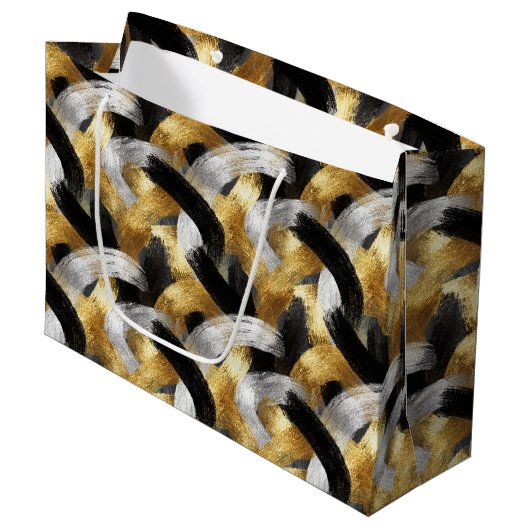 Gold Silver Black Christmas Celebration Groot Cadeauzakje (Voorkant Gekanteld)