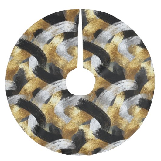 Gold Silver Black Christmas Celebration Kerstboom Rok (Voorkant)