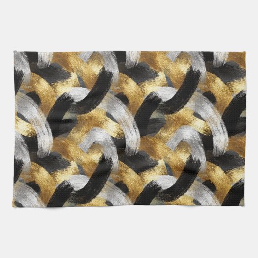 Gold Silver Black Christmas Celebration Theedoek (Horizontaal)