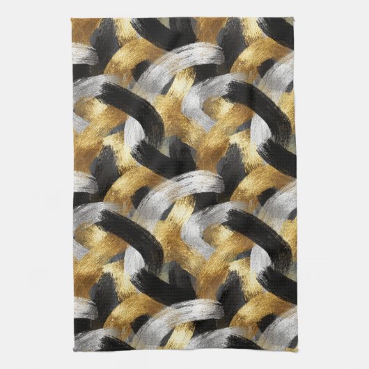 Gold Silver Black Christmas Celebration Theedoek (Verticaal)