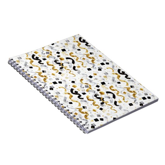 Gold Silver Black Confetti Notitieboek (Rechterzijde)