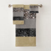 Gold Silver Black Glitter Glam Stripes #1 Bad Handdoek (Insitu)