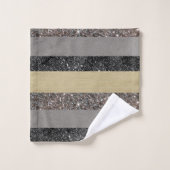 Gold Silver Black Glitter Glam Stripes #1 Bad Handdoek (Wasdoekje)