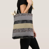 Gold Silver Black Glitter Glam Stripes #1 Tote Bag (Dichtbij)