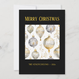 Gold Silver Black Ornaments Christmas Card Feestdagenkaart