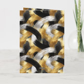 Gold Silver Black Stripes Christmas Celebration Kaart (Achterkant)