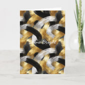 Gold Silver Black Stripes Christmas Celebration  Kaart (Voorkant)