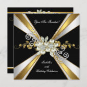Gold Silver Black White Diamond Pearl Birthday 5 Kaart (Voorkant / Achterkant)