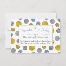 Gold Silver Blue Stippen Baby shower Book Kaart