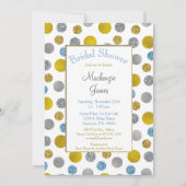 Gold Silver Blue Stippen Bridal Shower-uitnodiging Kaart (Voorkant)