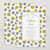 Gold Silver Blue Stippen Bridal Shower-uitnodiging Kaart (Voorkant / Achterkant)