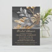 Gold & Silver Botanical Bridal Shower Invitation Kaart (Staand voorkant)