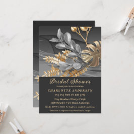 Gold & Silver Botanical Bridal Shower Invitation Kaart