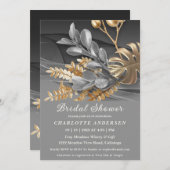 Gold & Silver Botanical Bridal Shower Invitation Kaart (Voorkant / Achterkant)