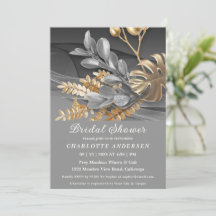 Gold & Silver Botanical Bridal Shower Invitation