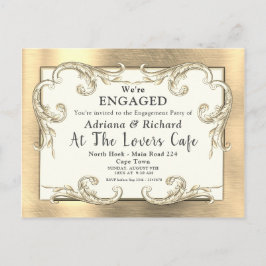 Gold-Silver-Brass  Decor Verloving Uitnodiging Briefkaart