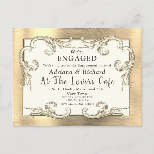 Gold-Silver-Brass Decor Verloving Uitnodiging Briefkaart (Voorkant)