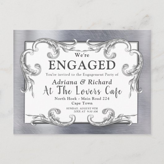 Gold-Silver-Brass  Decor Verloving Uitnodiging Briefkaart (Voorkant)