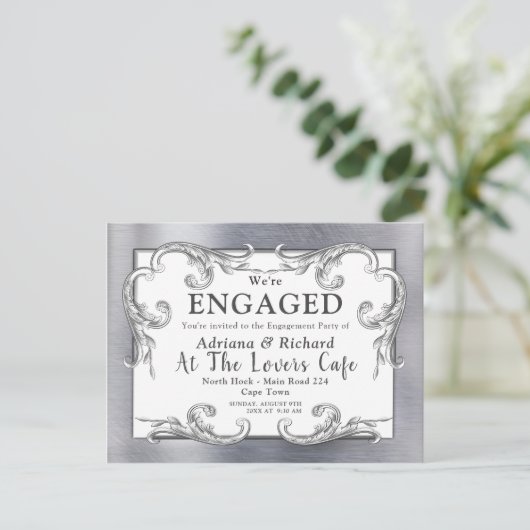 Gold-Silver-Brass  Decor Verloving Uitnodiging Briefkaart (Staand voorkant)