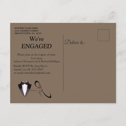 Gold-Silver-Brass Verloving voor modern design Uitnodiging Briefkaart (Achterkant)