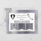 Gold-Silver-Brass Verloving voor modern design Uitnodiging Briefkaart (Voorkant / Achterkant)