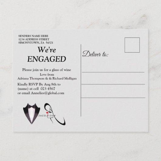 Gold-Silver-Brass Verloving voor modern design Uitnodiging Briefkaart (Achterkant)