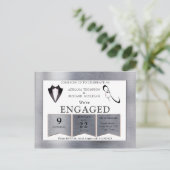 Gold-Silver-Brass Verloving voor modern design Uitnodiging Briefkaart (Staand voorkant)