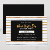 Gold Silver Bronze Stripes nieuwjaarsfeest Kaart (Voorkant / Achterkant)