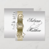 Gold Silver  bruiloft Kaart (Voorkant / Achterkant)