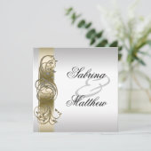 Gold Silver  bruiloft Kaart (Staand voorkant)