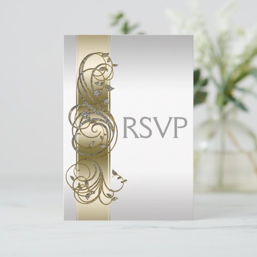Gold Silver  bruiloft RSVP (Staand voorkant)