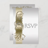 Gold Silver bruiloft RSVP (Voorkant / Achterkant)