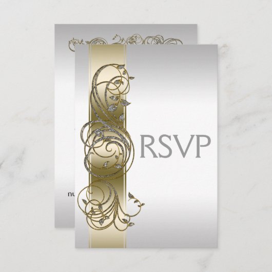 Gold Silver bruiloft RSVP (Voorkant / Achterkant)