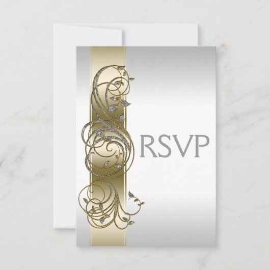Gold Silver bruiloft RSVP Kaartje (Voorkant)