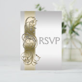 Gold Silver bruiloft RSVP Kaartje (Staand voorkant)