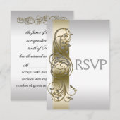 Gold Silver bruiloft RSVP Kaartje (Voorkant / Achterkant)