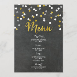 Gold Silver Chalkboard Confetti Wedding Menu