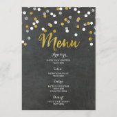 Gold Silver Chalkboard Confetti Wedding Menu (Voorkant)